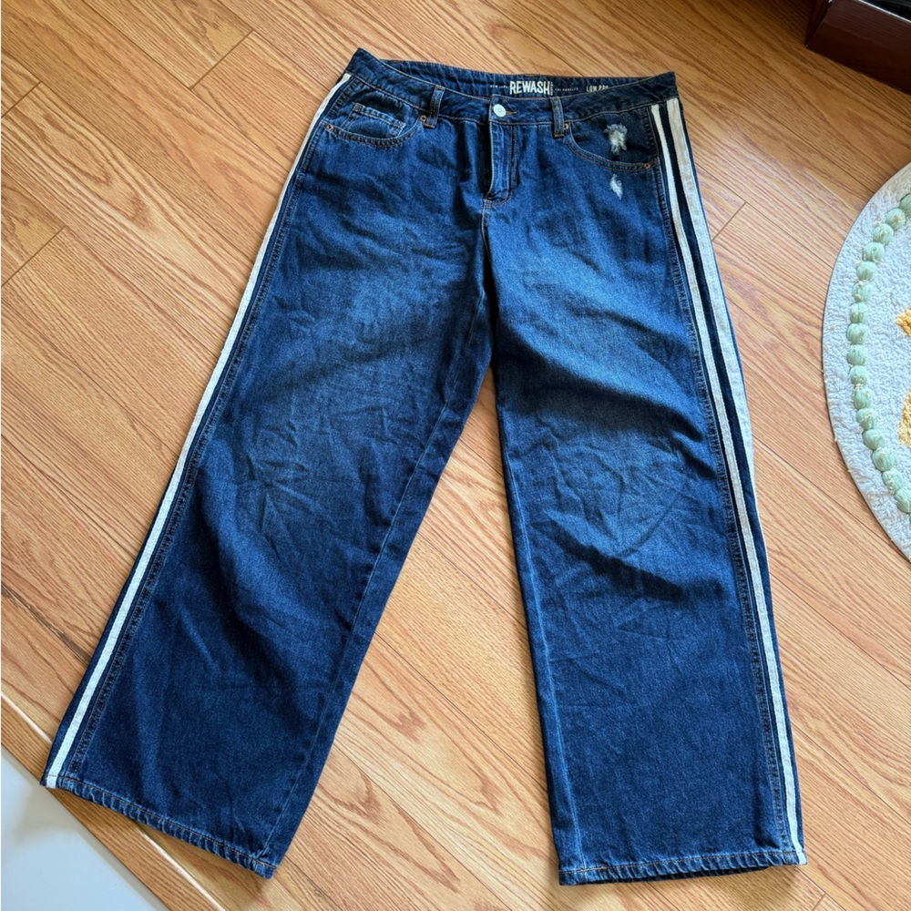 Rewash Dark Blue Jeans with White‎ Side Stripes